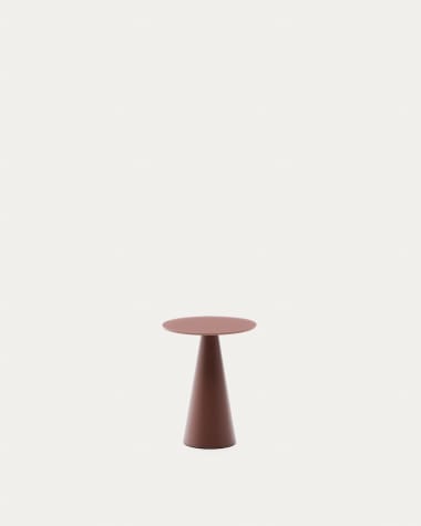 Wilshire  Beistelltisch aus gehärtetem Milchglas und Stahl matt terracottafarben lackiert Ø30 cm