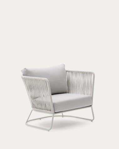 Saconca grijze fauteuil voor buiten van touw en gegalvaniseerd staal