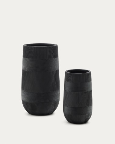 Set di 2 fioriere Tival effetto cemento nero Ø 45 cm