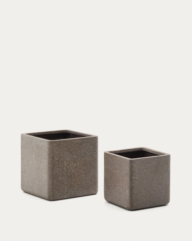 Set di 2 fioriere Minoa con effetto pietra marrone 44 x 44 cm