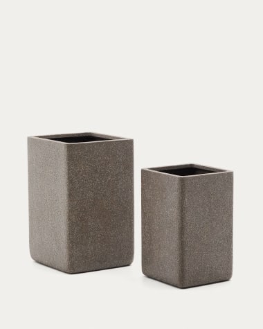 Set di 2 fioriere alte Minoa con effetto pietra marrone 44 x 44 cm
