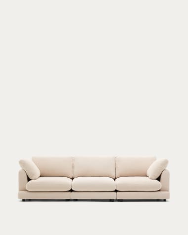 Sofa Gala 4-seater in beige chenille FSC Mix Credit 300 cm