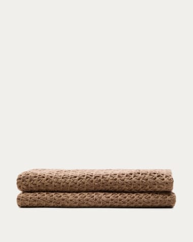 Dome beige thick jacquard cotton and viscose blanket 130 x 170cm