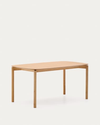 Indara table made of ash veneer and solid rubber wood with a natural finish 160 x 90 cm