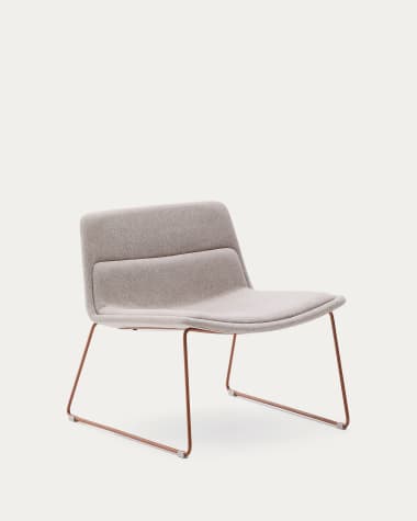 Zahara beige armchair with steel legs and FSC 100% terracotta finish
