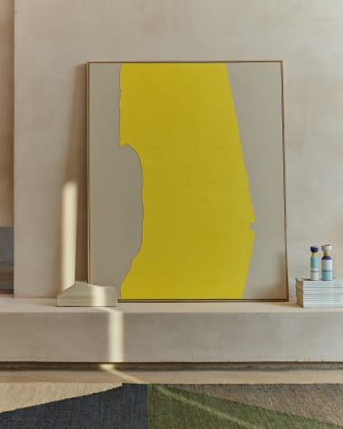 Kelta hand-painted yellow linen abstract picture 140 x 170cm