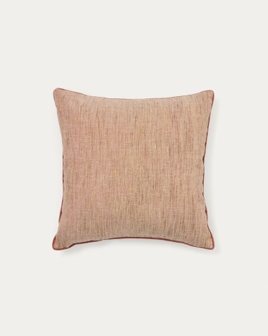 Aleos pink cushion cover in melange fabric with contrasting trim 45 x 45cm