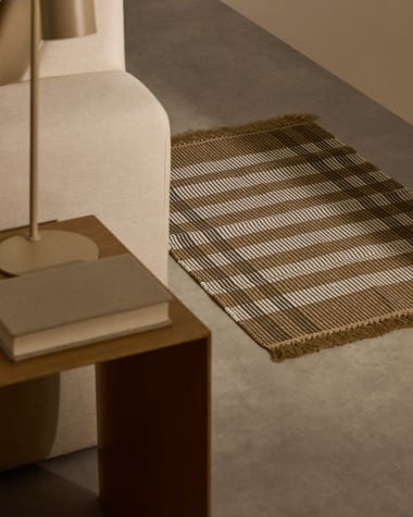 Tapis Barani en fibres synthétiques marron et beige 60 x 90 cm