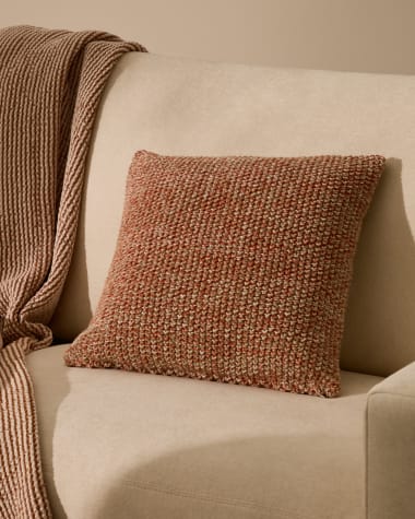 Housse de coussin Tivra en coton et jute beige 45 x 45 cm