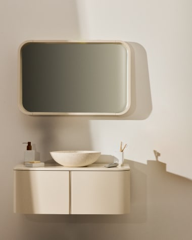 Salaya bathroom furniture in lacquered beige ash laminated plywood 90 x 45 cm