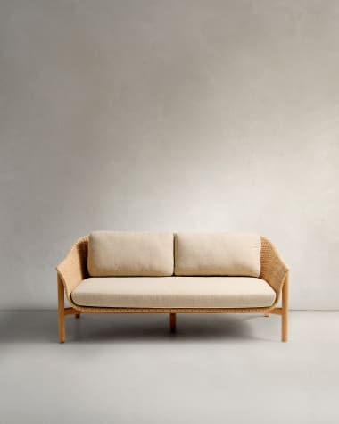 2-Sitzer-Sofa Galea aus massivem Teakholz und synthetischem Rattan 170,5 cm FSC 100% FSC