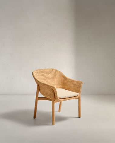 Stuhl Galea aus massivem Teakholz und synthetischem Rattan FSC 100%