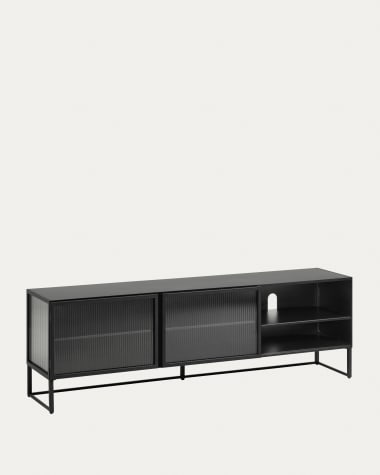 Meuble TV Trixie 2 portes en acier avec finition noire 180 x 58 cm