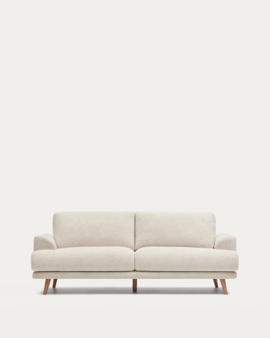 Canapé Karin 2 places beige et pieds en bois de hêtre 210 cm