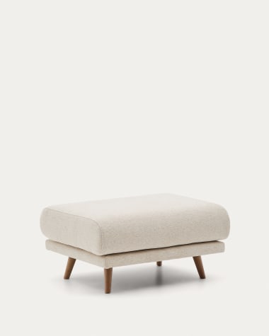 Karin Fußhocker beige Chenille Beine aus massivem Buchenholz 90 x 70 cm