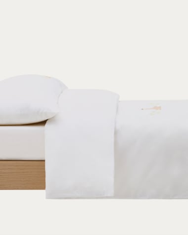 Milu set of duvet cover and pillow cases with embroidered goose for convertible cot and bed 70 x 140 cm