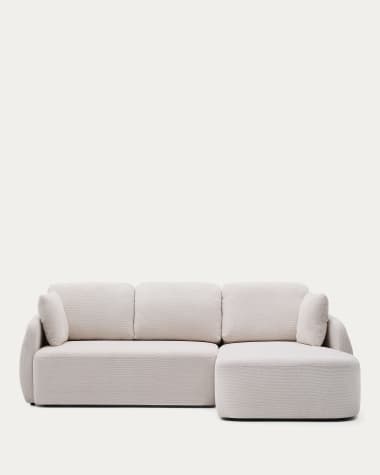Schlafsofa Laira 3-Sitzer in Chenille mit Chaiselongue rechts ecru 246 cm FSC Mix Credit