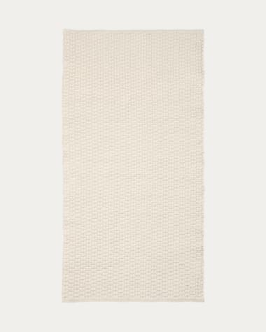 Alfombra Mascarell de algodón y poliéster blanco 70 x 140 cm