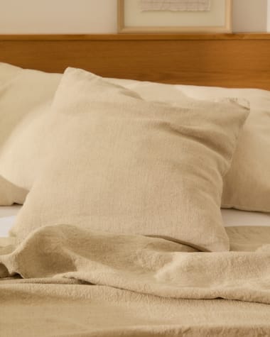 Lot de 2 housses de coussin Tandi 100 % en lin beige 50 x 50 cm