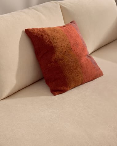 Housse de coussin Taris en lin à rayures rouge 50 x 50 cm