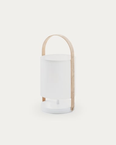 Zayma table lamp in beech wood and white cotton