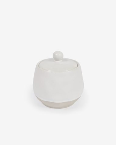 Ryba sugarbowl in white and brown ceramic