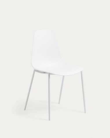 Whatts chair with steel legs in white finnish