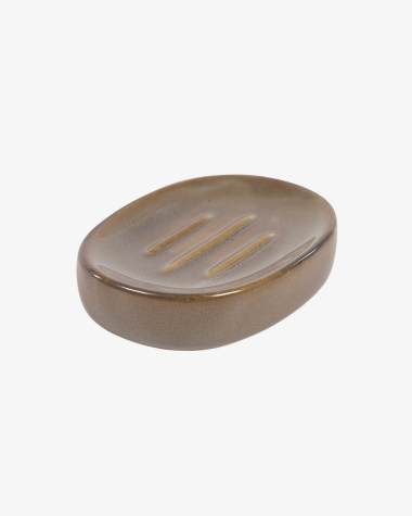Berdolina brown ceramic soap dish