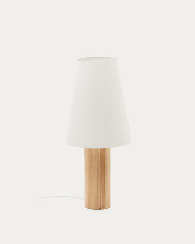 Marga floor lamp in solid wood with natural finish UK adapter