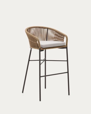 Σκαμπό Yanet, μπεζ σκοινί, ύψος 80 εκ