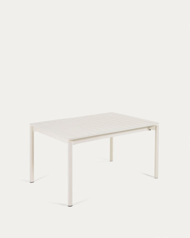 Zaltana extendable aluminium outdoor table with matt white finish 140 (200) x 90 cm