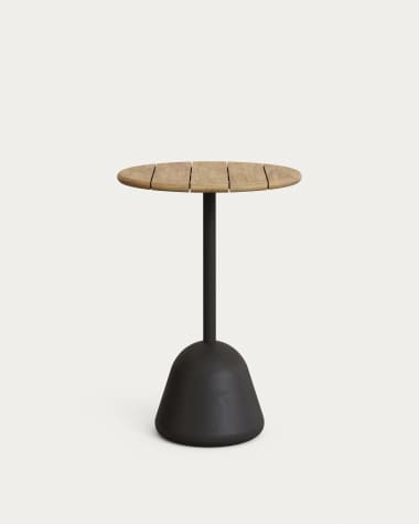 Hoher Saura Bar-Tisch schwarzer Stahl und Akazienholz mit natürlichem Finish 95xØ70 FSC 100%