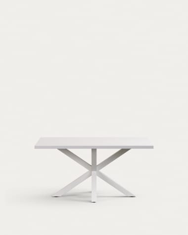 Argo table in melamine with black finish and steel legs with white finish 160 x 100 cm