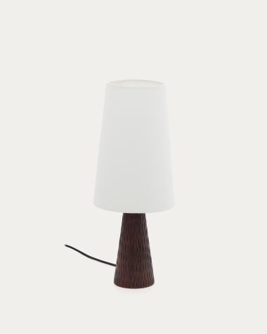 Amire table lamp made of wood in a dark finish UK adapter