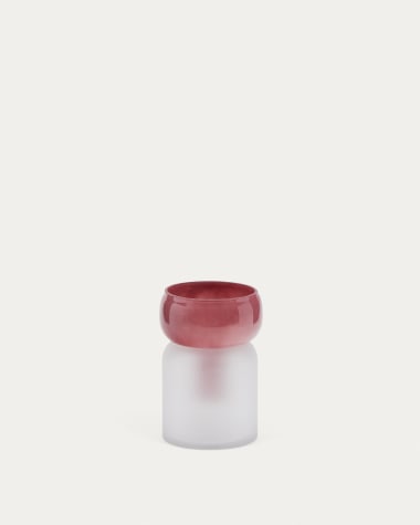 Kelse transparent and pink glass vase, 19 cm
