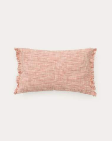 Mirea terracotta cotton jacquard cushion cover with fringing 40 x 60cm
