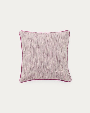 Brisella pink jacquard cushion cover with contrasting trim 45 x 45cm