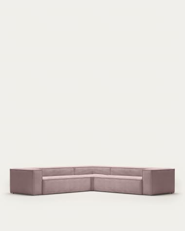 Blok 6-seater corner sofa thick in pink corduroy 320 x 320 cm