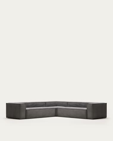 Blok 6-seater corner sofa thick grey corduroy 320 x 320 cm