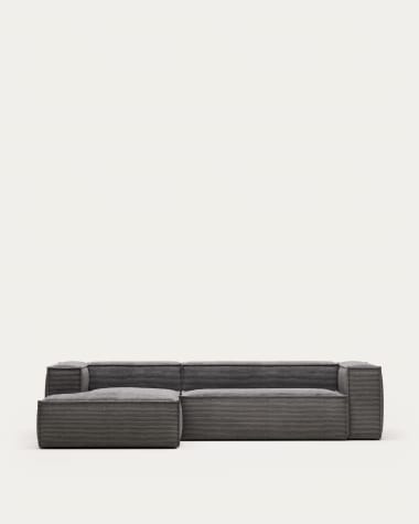 Blok 3-seater sofa with left chaise longue thick grey corduroy 300 cm