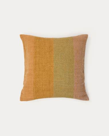 Taris mustard striped linen cushion cover 50 x 50cm