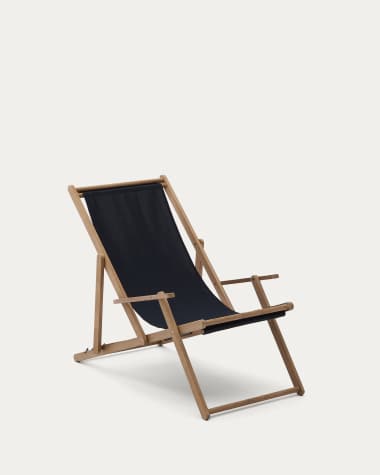 Vilara black outdoor folding deck chair made of FSC 100% solid acacia wood
