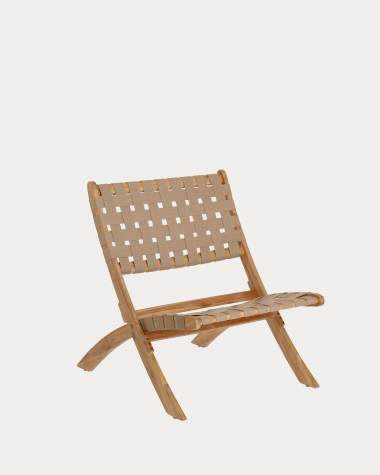 Chabeli acacia wood folding chair in acacia wood and beige cord FSC 100%