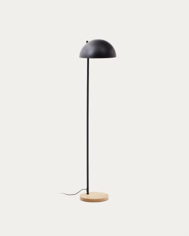 Catlar ash wood and metal floor lamp in a black painted finish Australia adaptor