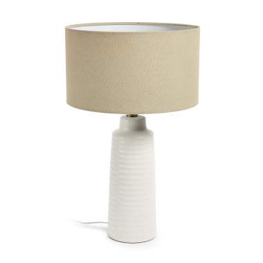 Mijal ceramic table lamp with a white finish Australia adaptor