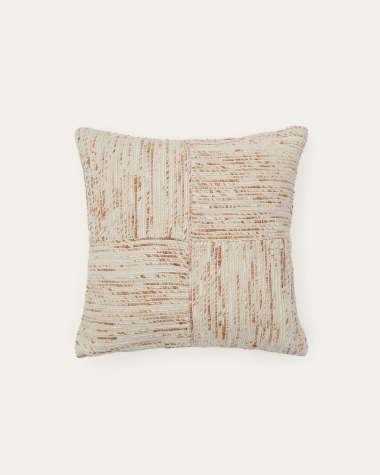 Anuba beige and red checked jacquard cushion cover 45 x 45cm