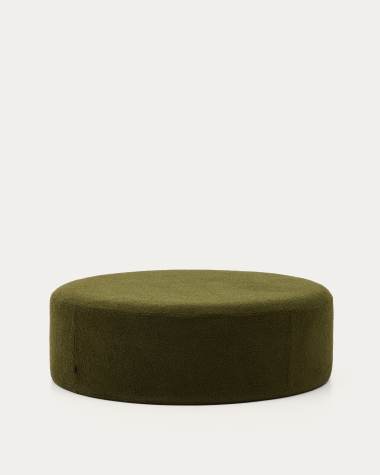 Kaeli footrest with removable cover in green bouclé Ø 120 cm
