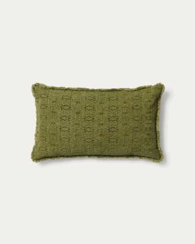 Narela cushion cover in green jacquard cotton and viscose 50 x 30 cm