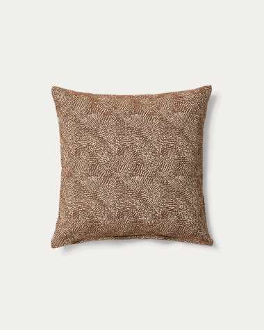 Kissenhülle Junie aus Baumwoll-Jacquard in Braun und Beige 50 x 50 cm