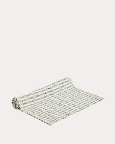 Coren table runner in contrasting green 100% cotton jacquard 50 x 150cm